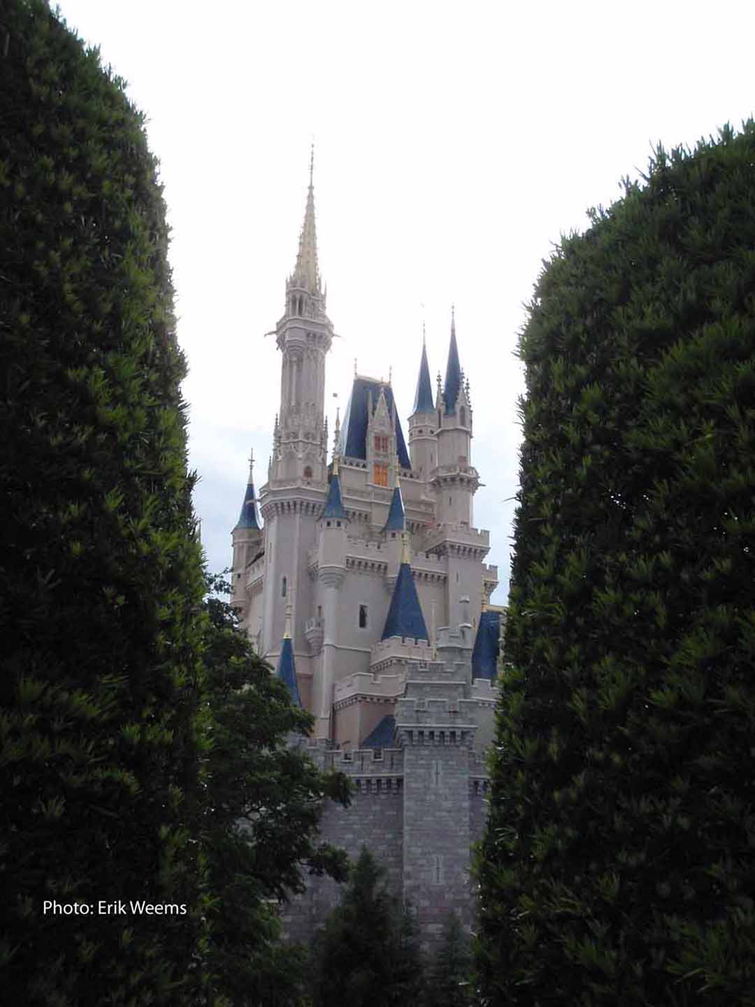 The tall castle at  Disneyworld