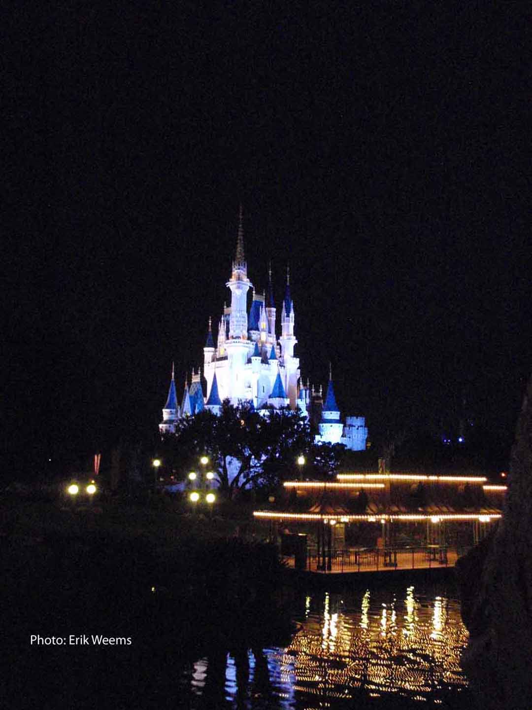 Night time lights at Walt Disney World in Florida